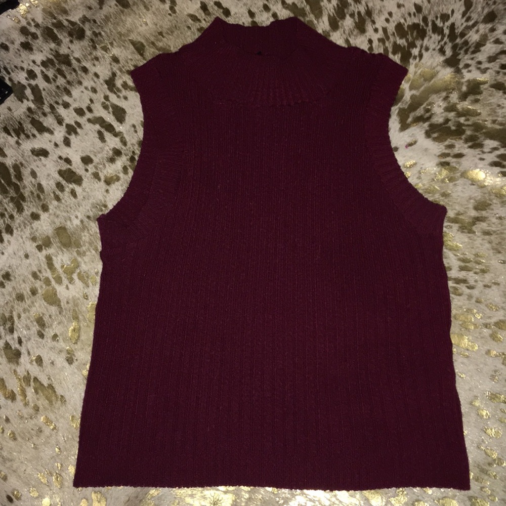 Burgundy ribbed high neck cropped top